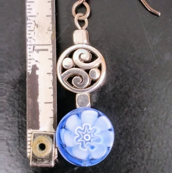 Brighton Silver and Blue Earrings with Textured Beads - Picture 6 of 6